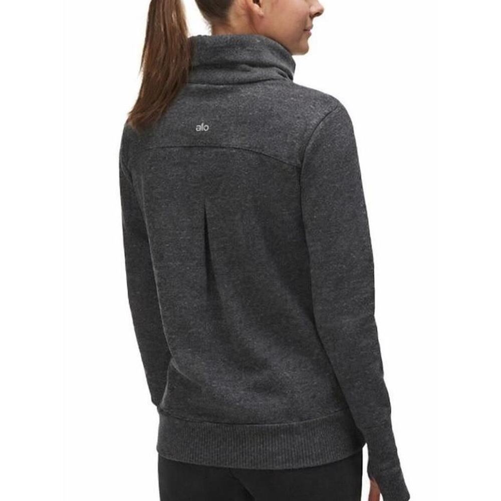 Alo Yoga Mock Neck Pullover Sweatshirt Gray XS